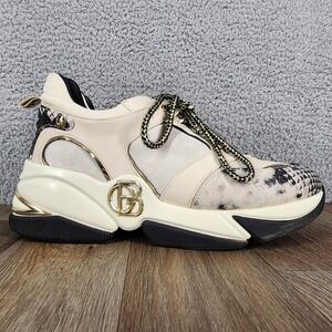 Baldinini EU 40 Beige Snakeskin Leather Trim Chunky Platform Fashion‎ Sneakers